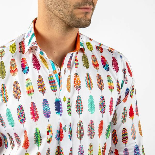 ABSTRACT PRINTED FEATHERS PRINT SHIRT - Premium Men's Patterned Shirt by Claudio Lugli | Bold Design, Tailored Fit, Best Printed Shirts