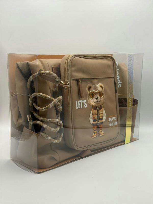 Nimmy Friends Nimmy Cool & Cute 2.0 Brown Bear Laptop Backpack with Detachable Pouch Khaki - N-KM-DNBB-011-A