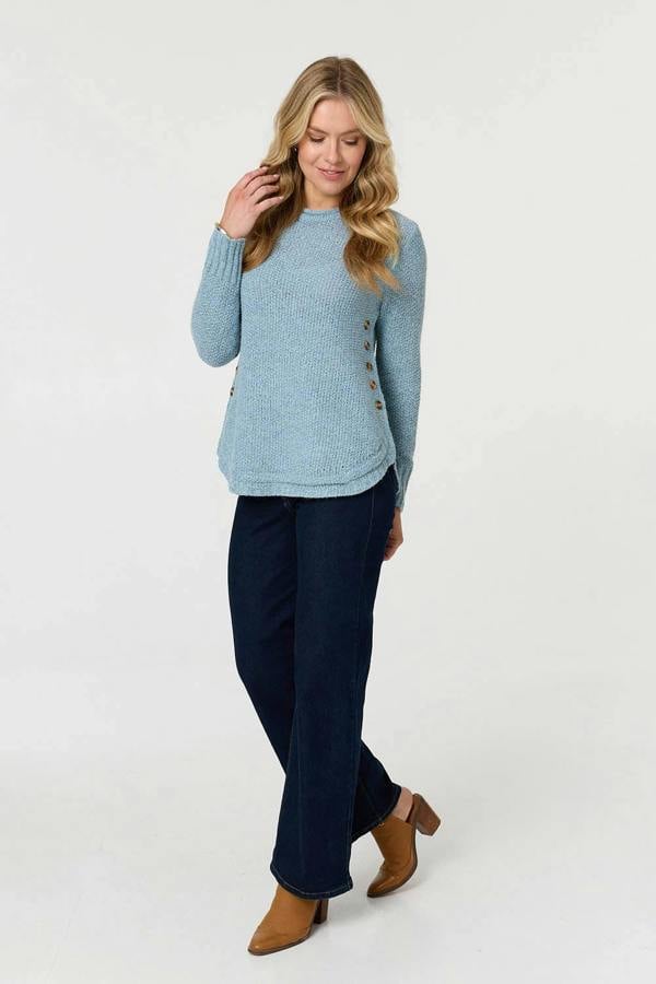 Light Blue | Textured Relaxed Long Sleeve Jumper