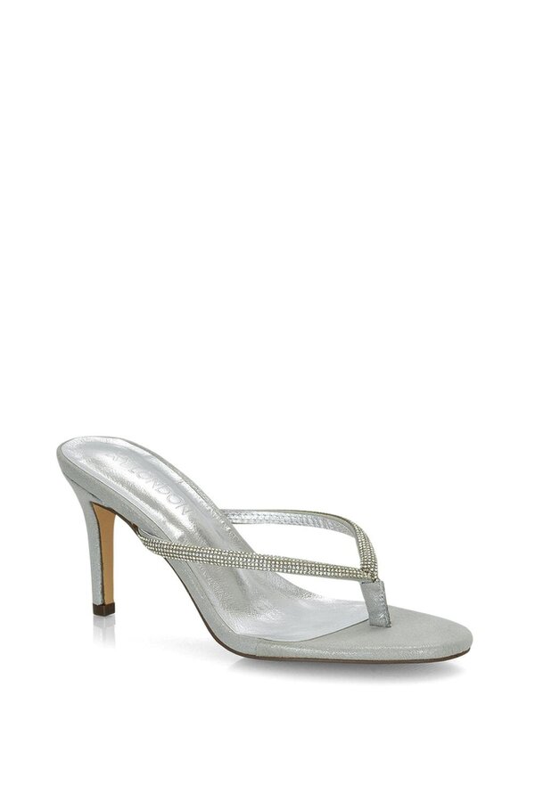XY LONDON Thong Strap Slip On Stiletto Diamante Heeled Sandal Mules