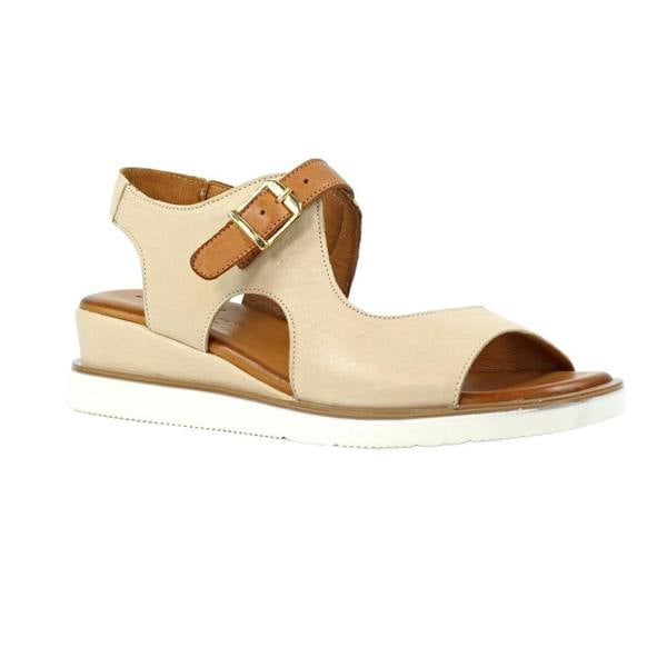 Lunar Womens/Ladies Spring Leather Wedge Sandals - Natural - 