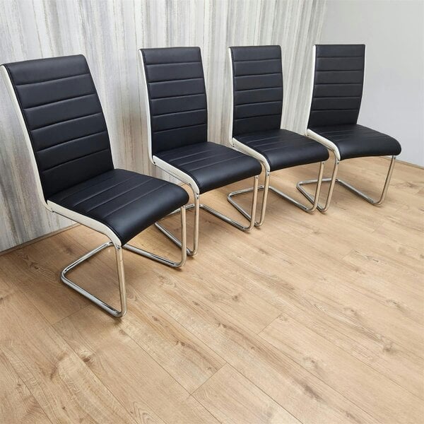 Kosy Koala Dining Chairs Set of 4 Black Faux Leather Kitchen Chairs Dining Room Furniture