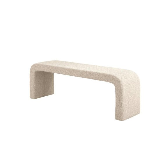 Wyld Haus Palermo Minimalist Curved Ivory Upholstered Hallway Bench