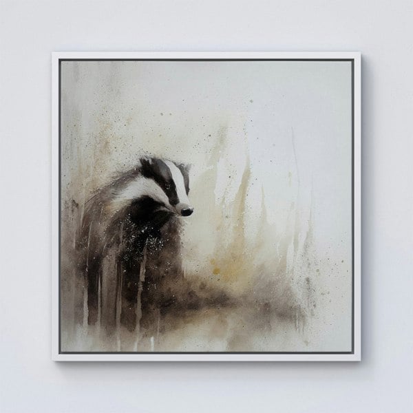 Warren Reed Badger Watercolour Framed Canvas