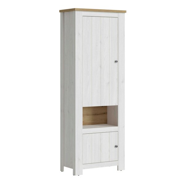 Wyld Haus Tipsyfern White and Natural Oak Wood 2 Door Cabinet