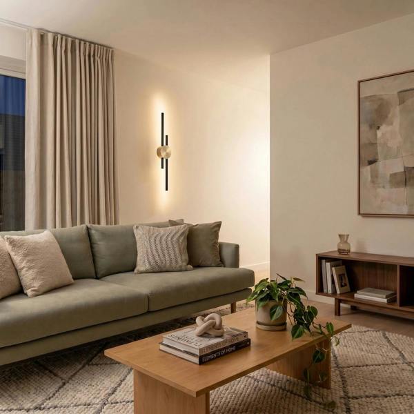 Modern Architectural Design Wall Light Fitting in Brush Gold and Black Image 6