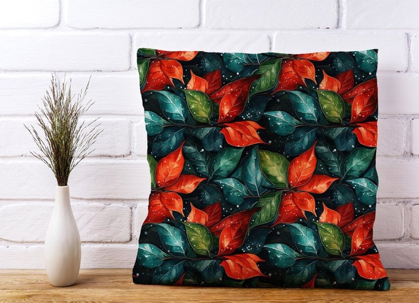 Warren Reed Christmas Watercolour Holly Leaf Cushions