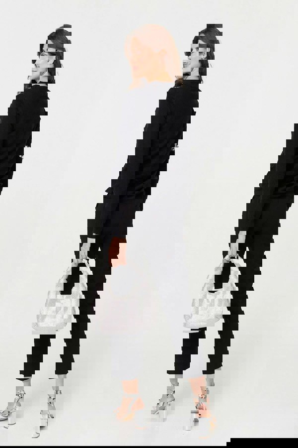 Black | Sequin Bow Print Long Sleeve Jumper
