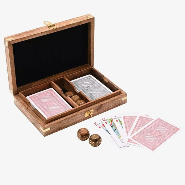 T. H. Baker Harvey Makin Cards & Dice Wooden Games Gift Set HM1992