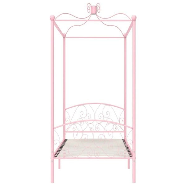 Berkfield Canopy Bed Frame Pink Metal 100x200 cm