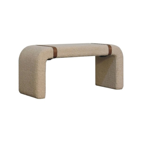 Artisan Furniture Solid Wood Boucle Leather Strap Bench