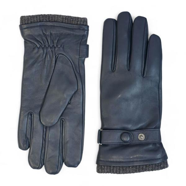 Infinity Leather Men’s Italian Leather Warm Wool Lining Winter Knit Rib Gloves - M-LGV-105