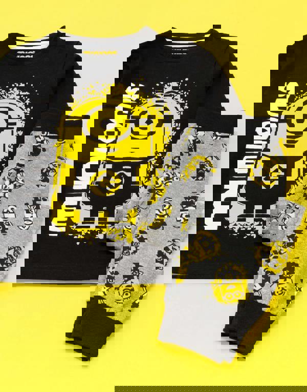 Minions Boys Black Long Sleeve Long Leg Pyjama Set