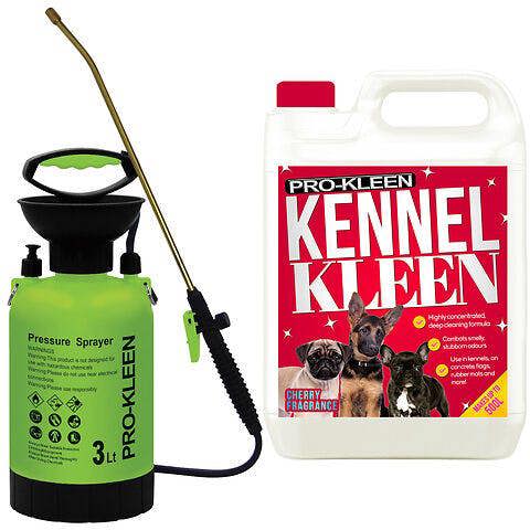 ProKleen Pro-Kleen 3L Pump Sprayer with Pro-Kleen 5L Kennel Kleen Cherry For Catteries, Hutches, Aviaries, Patios, Artificial Grass