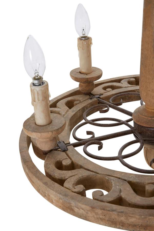 Fifty Five South Paxton 5 Arm Oak Wood Chandelier