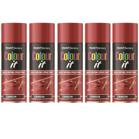 Paint Factory 5X  Crimson Red Gloss Spray Paint 400ml