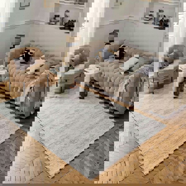 abstract rug, grey-cream colours, anti-allergic, and non-static properties