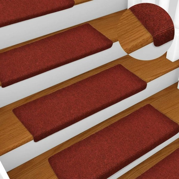 Berkfield Stair Mats 5 pcs Bordeaux Red 65x21x4 cm Needle Punch