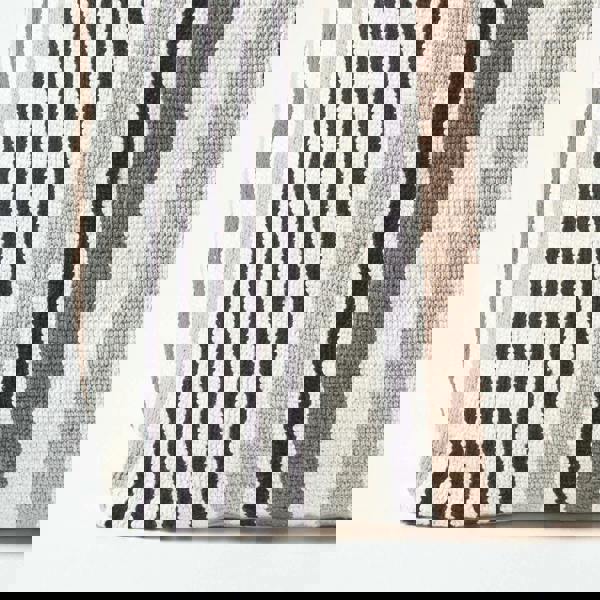 HOMESCAPES Grey, Black and White Stripe Bean Filled Pouffe