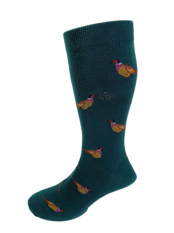 PHEASANT MOTIF SOFT COTTON SOCKS – CONIFER