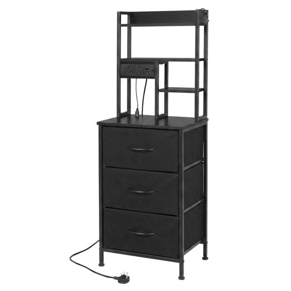 Levede Bedside Table with Charging Station 3 Drawer RGB Light Night Stand Black