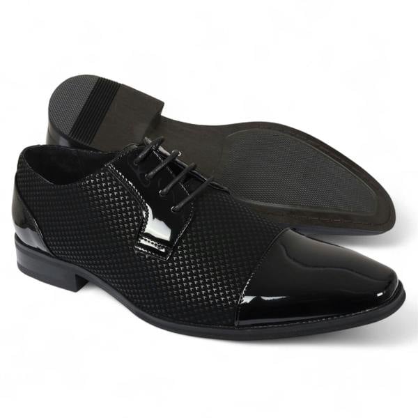 Dolcetto Men's Black Leather Oxford Formal Derby Shoes