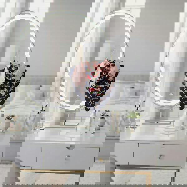 Anyyou Fashion Premium Satin Square Scarf – Navy Blue Pink 535 Silk-Feel Neckwrap for Women