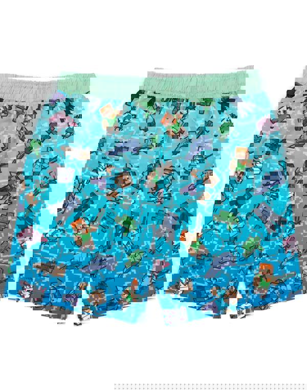 Minecraft Boys Blue Creeper Swim Shorts