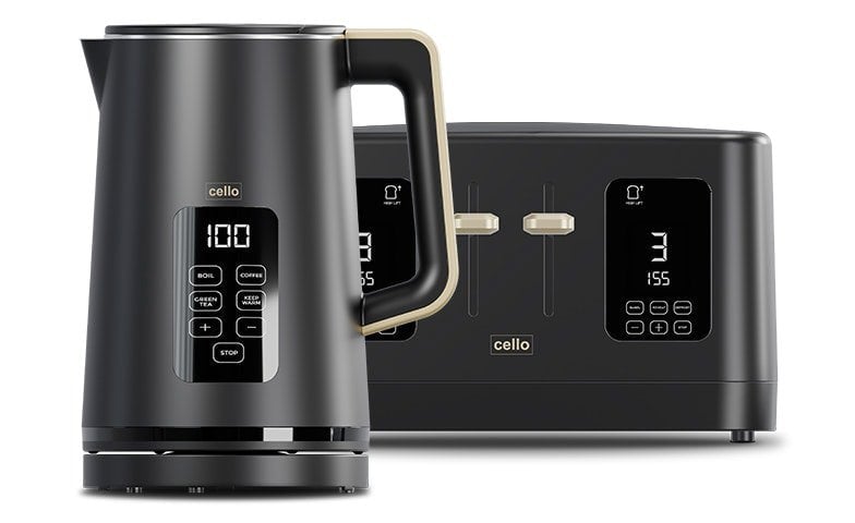 Cello Breakfast Bundle - Digital Kettle and 4 Slice Toaster
