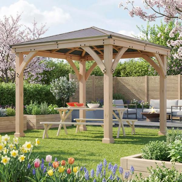 Yardistry Wooden Gazebo 10ft x 10ft (3m x 3m), Meridian Series 3m x 3m Wooden Gazebo 1
