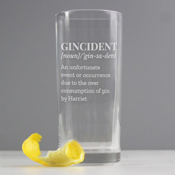 Personalised Memento Company Personalised Gincident Hi Ball Glass