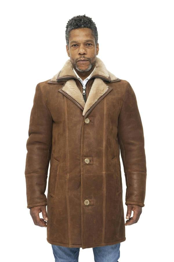 Infinity Leather Mens Warm Shearling Sheepskin Leather Coat-Ilford