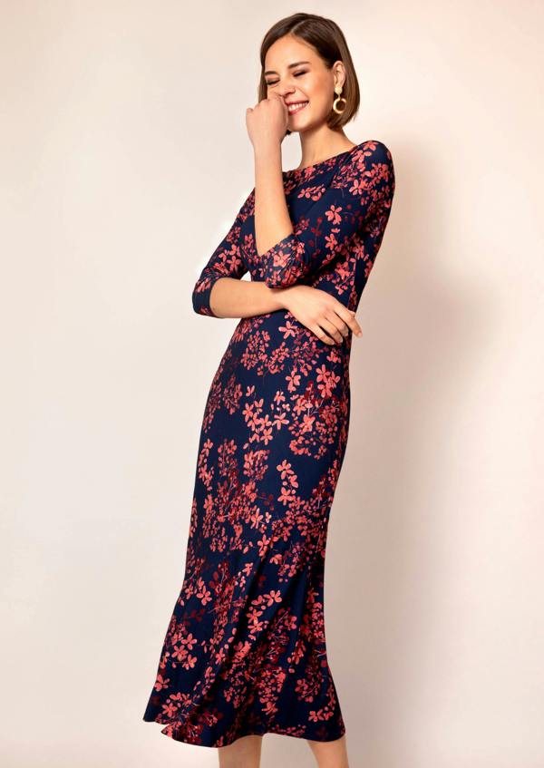 Alie Street London Maxine Asymmetric Dress (Bronzed Blooms)