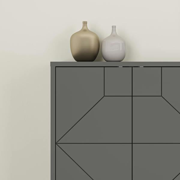 Decortie Dune Gold Marble Effect Geometric 6 Door Sideboard with Metal Legs (W) 181cm