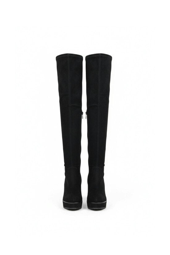 XY LONDON Stretch Over The Knee Wedge Heel Boots