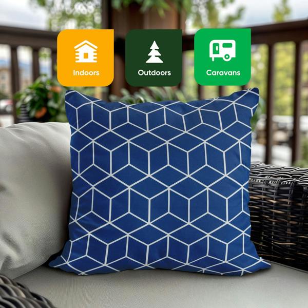 Gardenwize Pack of 2 Blue Cube Cushion Covers