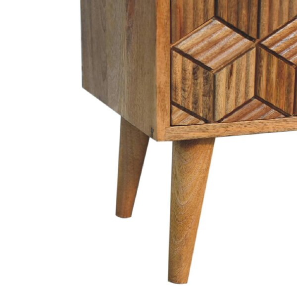 Wyld Haus Talloires Carved Mango Wood Storage Media Unit 2 Drawers 2 Shelves