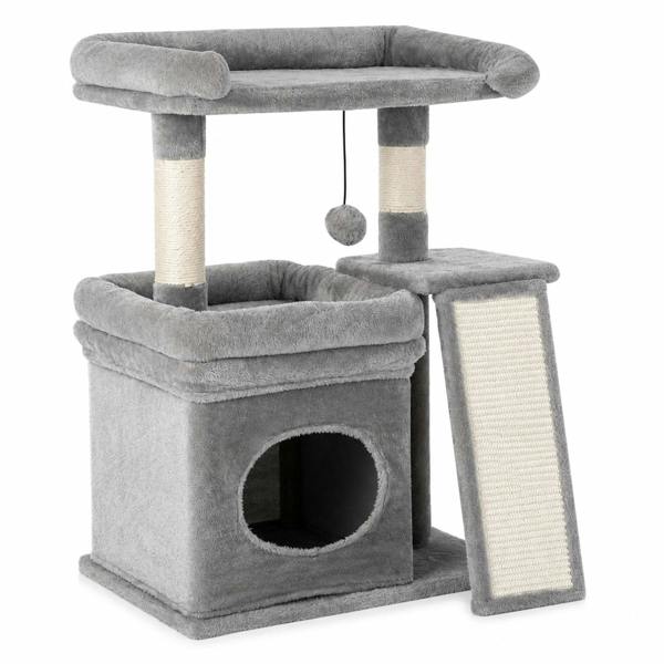 Skylos Cat Tree Tower Large Perch Condo Sisal Scratcher Indoor Felines Grey