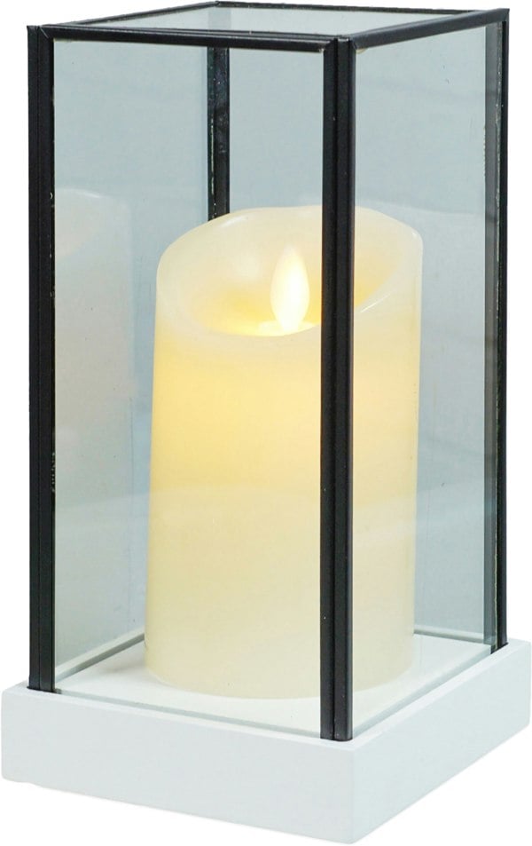 Xmas Haus Hurricane Glass Candle Holder with LED Candle M