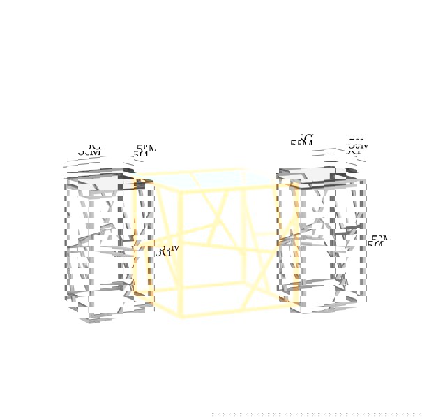 Comfy Living Glass And Metal Square End Table Side Table In Gold Or Silver Living Room