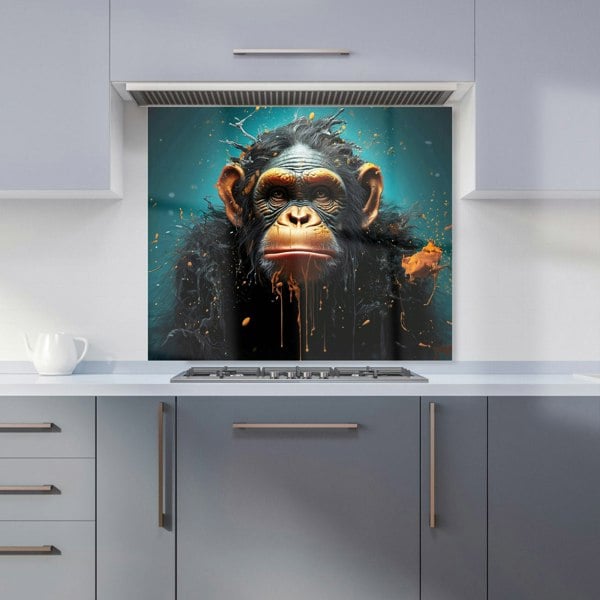 Warren Reed - Designer Monkey Face Splashart Blue Kitchen Splashback