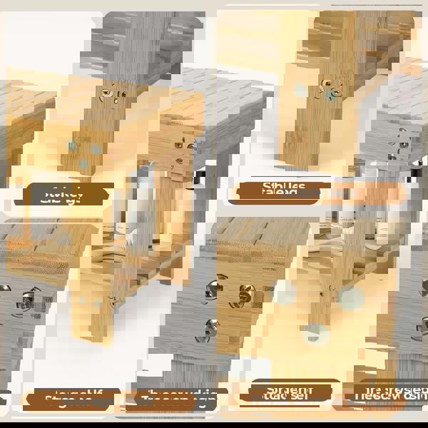 Levede Step Stool Seat Bamboo Multi Purpose with Storage Shelf Home Shop Kids