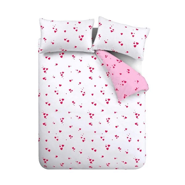 Catherine Lansfield Seersucker Heart White Duvet Cover Set