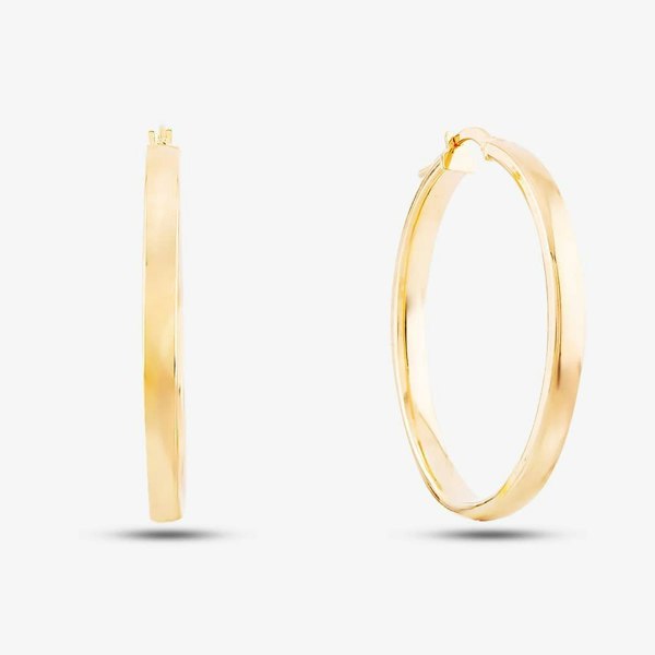 T. H. Baker 9ct Yellow Gold Rectangular Tube Hoop Earrings 1.53.3719