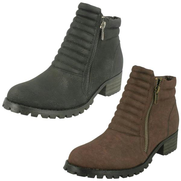 Spot On Ladies Spot On Chunky Ankle Boots