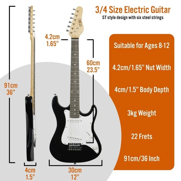 3rd Avenue 3/4 Size Electric Guitar Electric Guitars#Colour_Black
