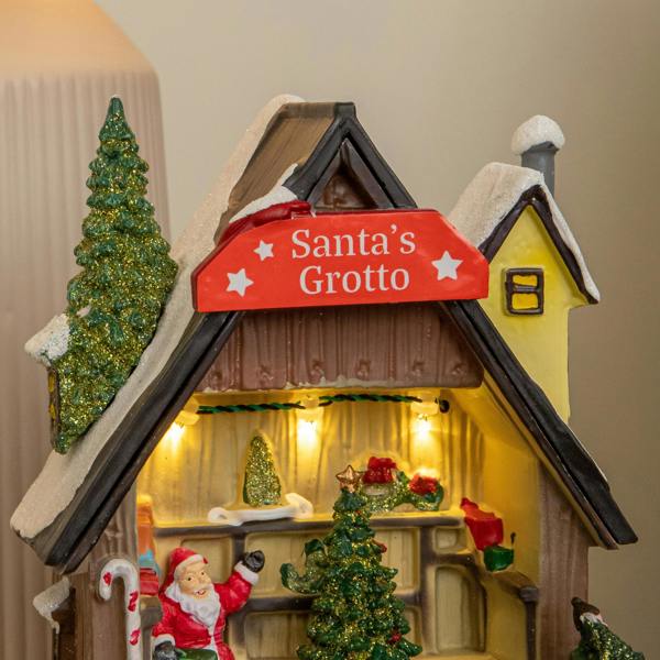 Samuel Alexander 17cm Light up Santa's Grotto Moving Musical Christmas Scene