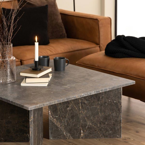 Furniture To Go Vega Square Coffee Table with Marron Marble Top 90cm