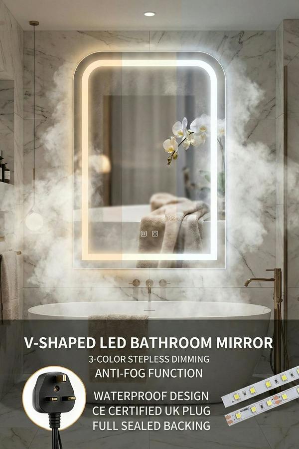 Living and Home Wall Mounted Oval LED Bathroom Mirror