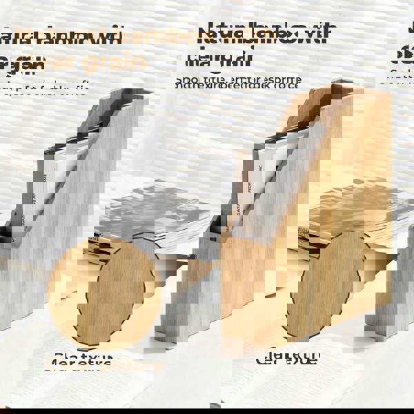 Levede Bamboo File Rack Wooden Magazine Holder A4 Document Office Desk Organiser